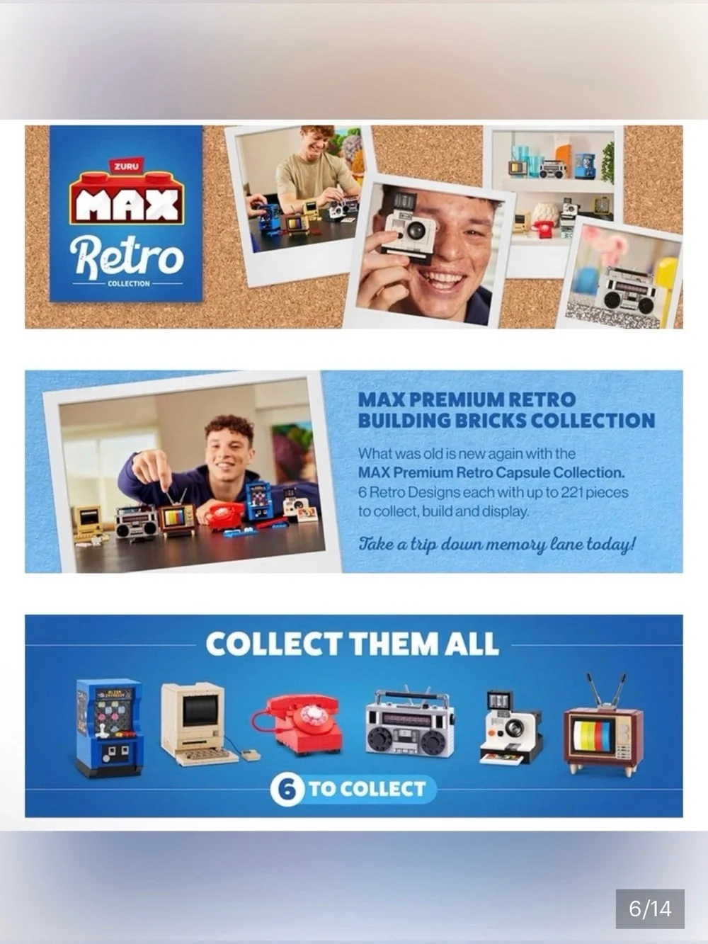 MAX Build More Premium Retro Building Bricks by ZURU - Cassette Radio Boombox